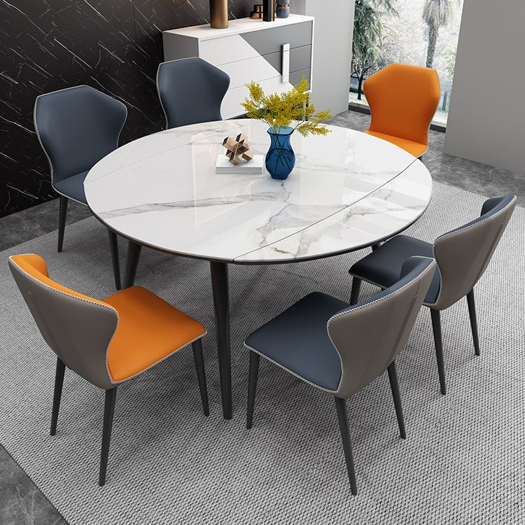 Meubles de style contemporain Table du site à manger ronde de 4 pieds avec feuille de goutte