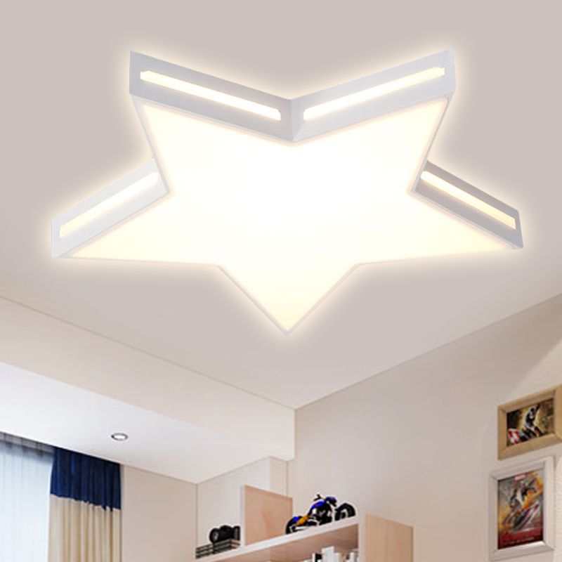 Lámpara de techo LED de acrílico moderna con forma de estrella blanca para dormitorio de niños