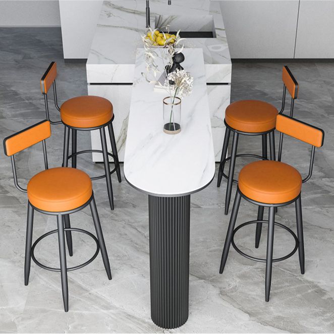 Glam Stone Pub Bar Table Indoor Iron Double Pedestal Bar Dining Table