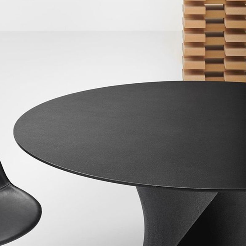 Modern Style Round Wood/Slate Table with Abstract Base Coffee Table