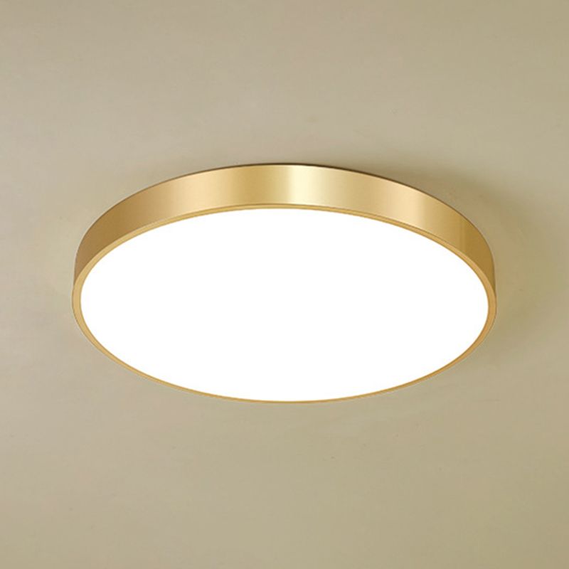 Gold Drum Metal Flush Mount Ceiling Lighting Modern Minimalist Style LED Living Room Flush Lamp