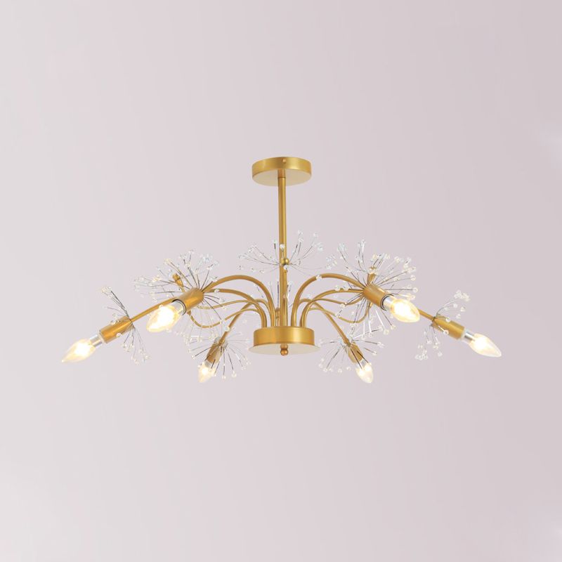 Kit de luz colgante de oro de oro posmoderna 7 cabezas de araña de cristal luz colgante