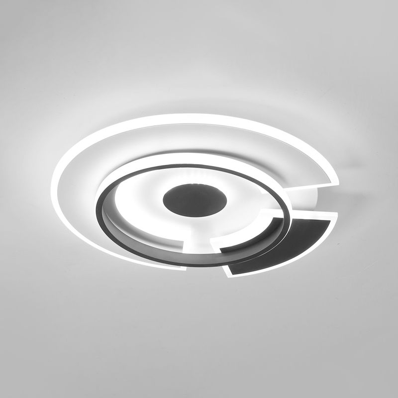 Circolare Camera Da Letto Flush Light Fixture Metallic LED Minimalismo Tetto Flush Montaggio in Nero e Bianco, 18 "/21.5" W