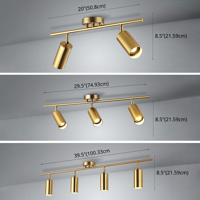 Kits d'éclairage sur rail nordique moderne de luxe en laiton monté en Surface salon chambre maison trou libre plafonnier semi-encastré doré