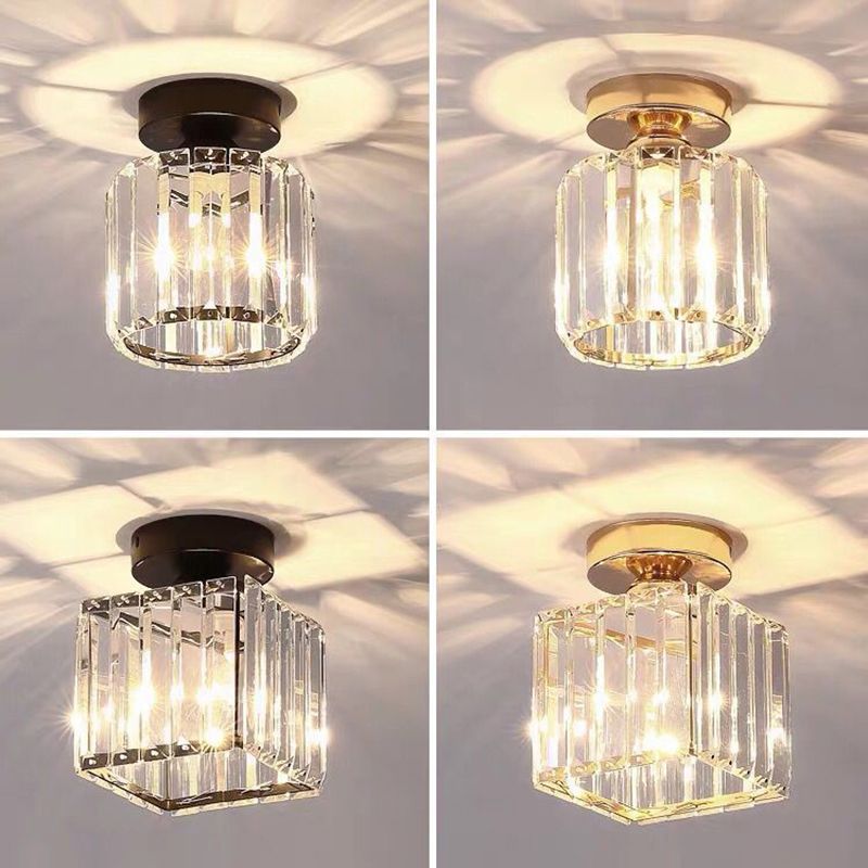 Crystal Geometric Flush Mount Light Modern Style 1 Light Flush Ceiling Light Fixtures