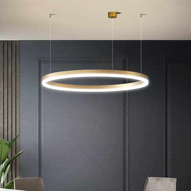 Contemporary Circle Shape Pendant Chandelier Metal 1-Light Pendant Lighting in Gold