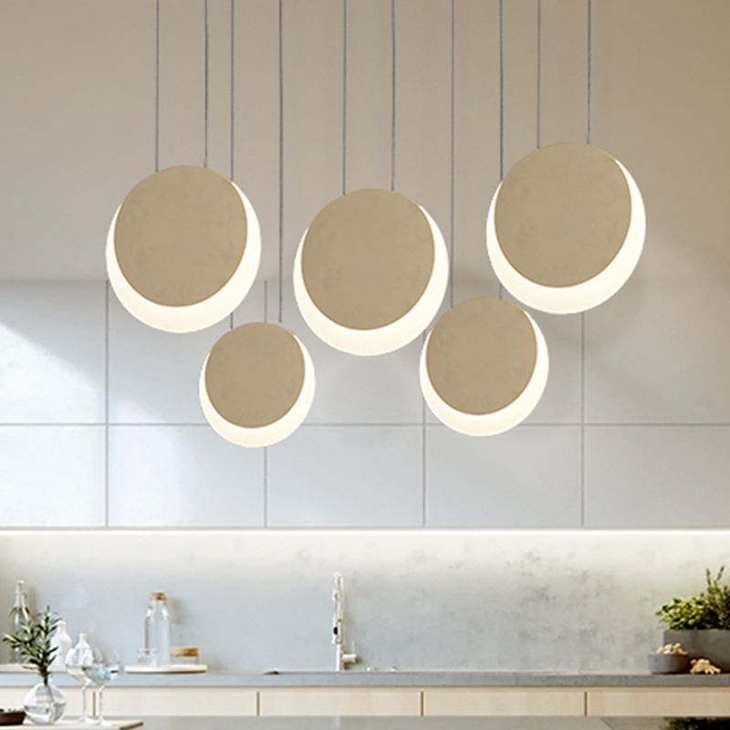 Pendre multifonyme en forme de lune Métal nordique 3/4/5 Lights Blanc Cluster Pendant Light in chaud / blanc Light