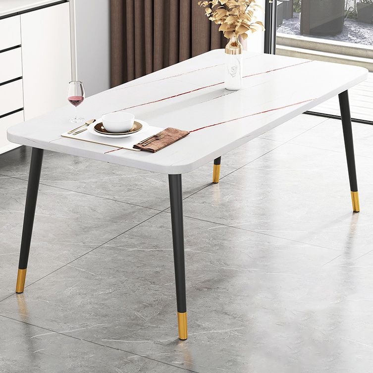 Rectangular Sintered Stone Dining Table Traditional Luxury Dining Furniture with 4 Legs