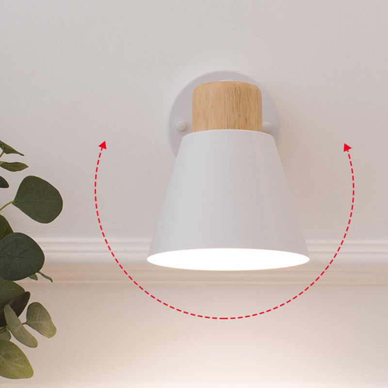 Metal Shaded Wall Light Modernism Wood Lighting for Living Room Foyer