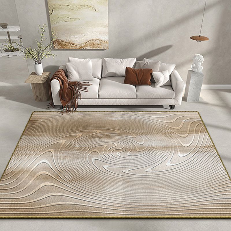 Gray Indoor Rug Trendy Polyester Area Rug Stain Resistant Carpet for Living Room