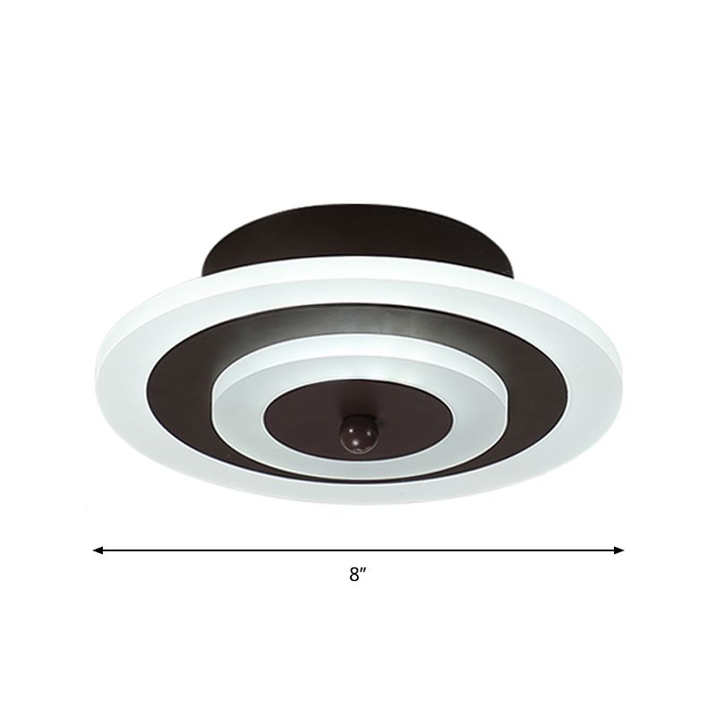 Lámpara de techo pequeña redonda/cuadrada estilo simple acrílico blanco/café LED empotrado en luz blanca/cálida para pasillo