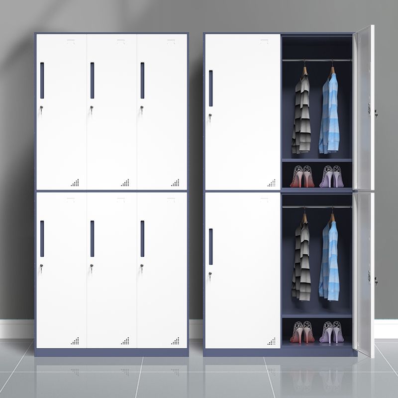 Modern Steel Wardrobe Cabinet White and Grey Wardrobe Armoire