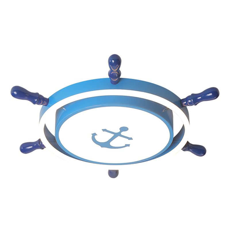 Plafonnier LED pour chambre à coucher, plafonnier bleu méditerranéen avec abat-jour en métal ancre