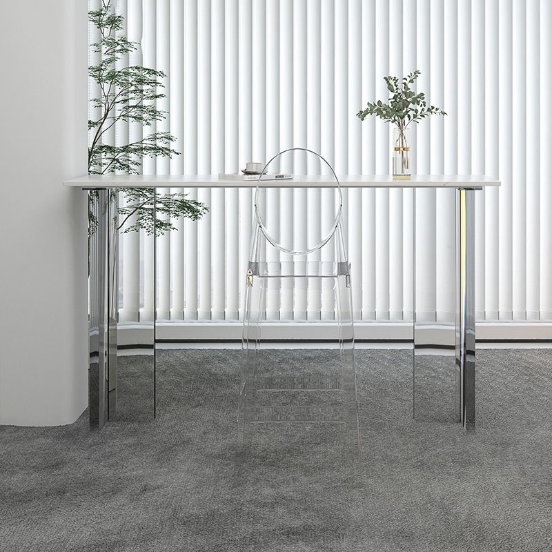 Modern 1/2/3 Pieces Bar Table Set Rectangle Stone Counter Table with Acrylic Stools