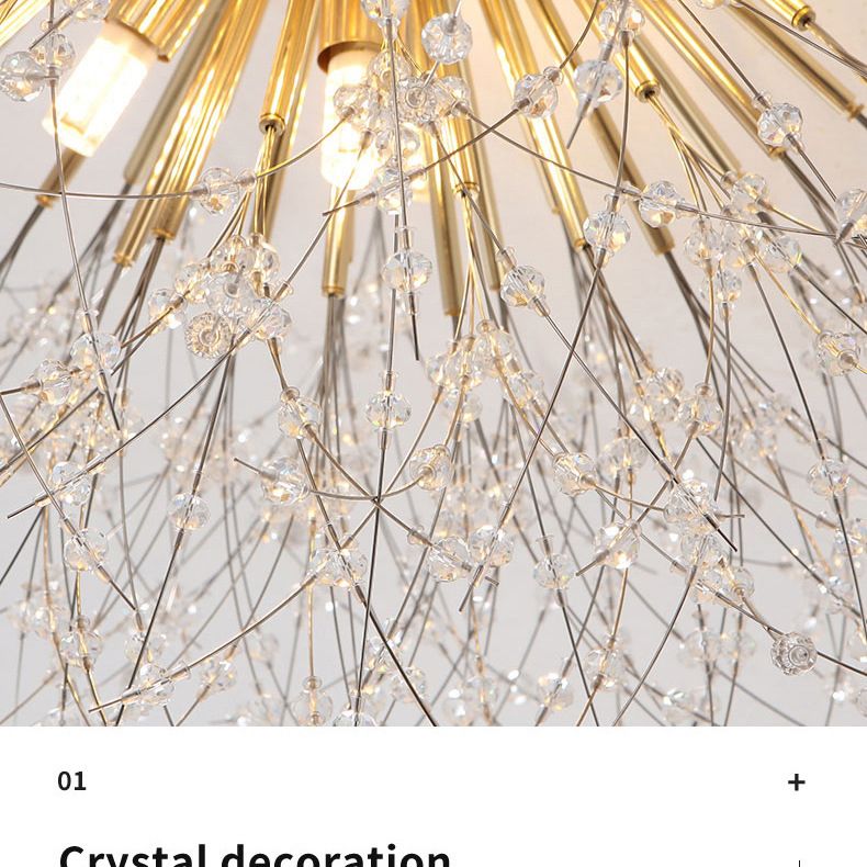 Diente de león Luz de montaje semi empotrada Decoración de cristal lujosa moderna Montaje empotrado en el techo para dormitorio