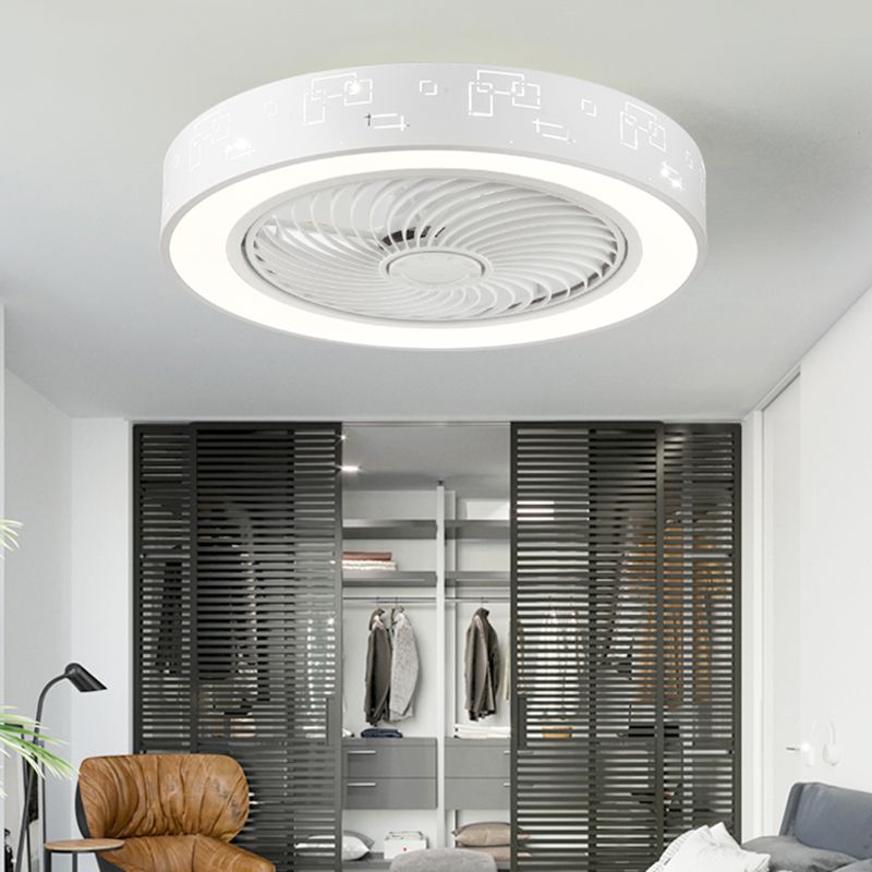 Round Metal Ceiling Fan Lamp Modern Style LED Ceiling Flush Mount