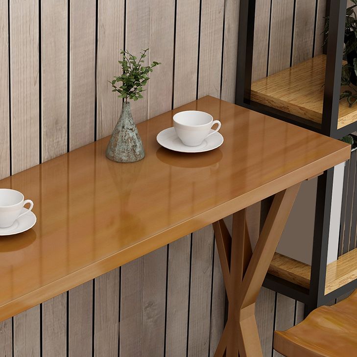 Modern Rectangle Bar Table Set 1/2/4/7 Pcs Solid Wood Bar Table and Backless Stools