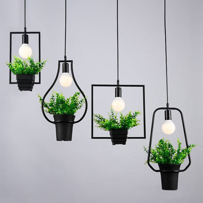 Geometrisch restaurant Hangende hanger lichte loftstijl metalen zwart hangend plafondlicht