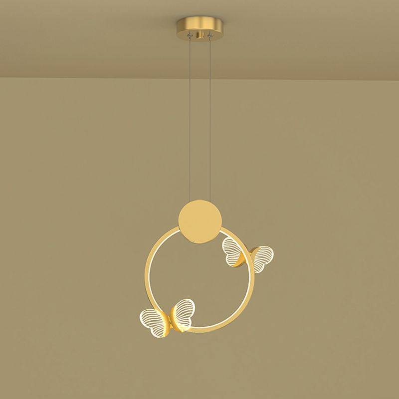 Plafonnage minimaliste Butterfly Plafond Metal Bedroom LED Suspension Pendante