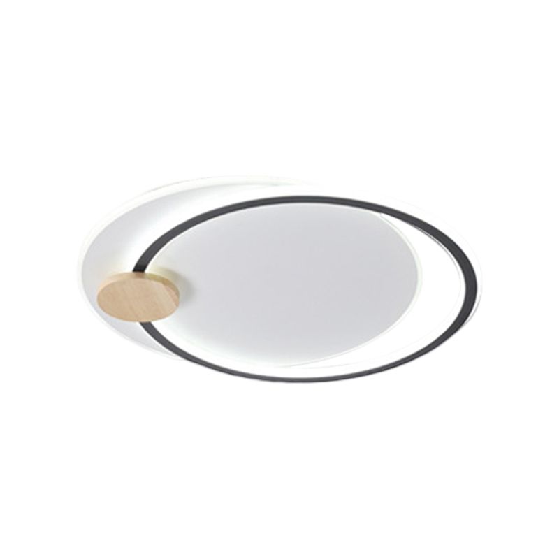 Metal LED Circle Ceiling Lamp Simplicity Black/Grey Flush Mount Lighting Fixture in Warm/White Light, 16.5"/20.5" Width