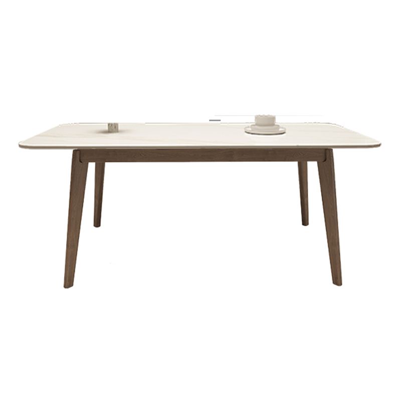 Medieval Modern Sintered Stone Top Dining Table Rectangle Table with Wooden 4 Legs