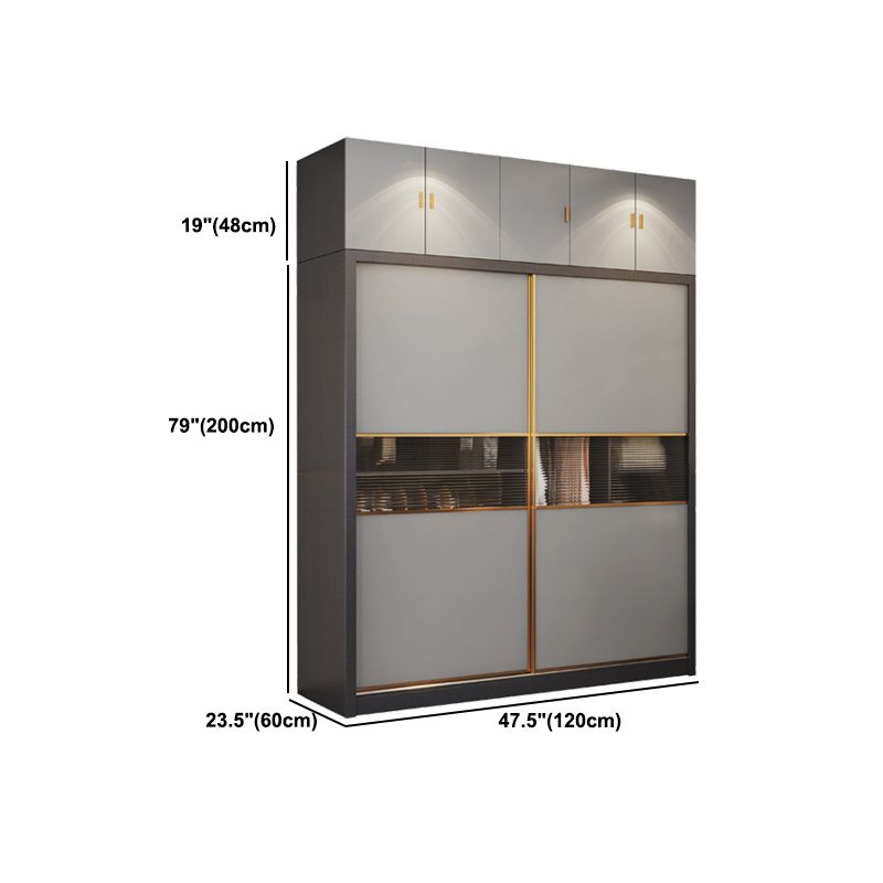 Grey Engineered Wood Wardrobe Cabinet Contemporary Wardrobe Closet