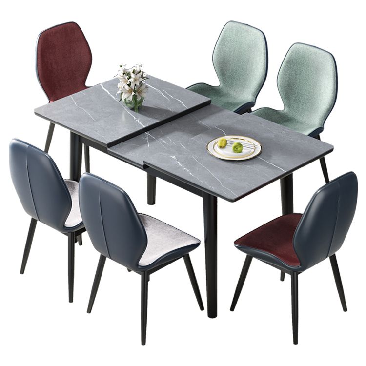 Modern Collapsible Sintered Stone Dining Room Table with 4 Metal Legs for Kitchen Dining Set