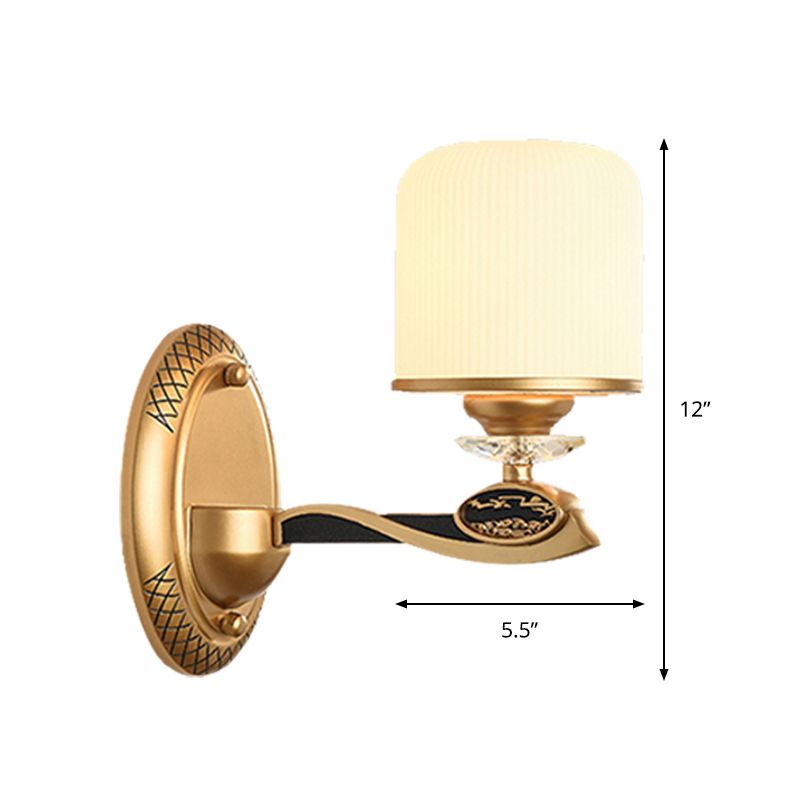 Illuminazione a parete cilindri oro in stile retrò in vetro a coste 1/2 lampadine da letto con parete da letto funce luce