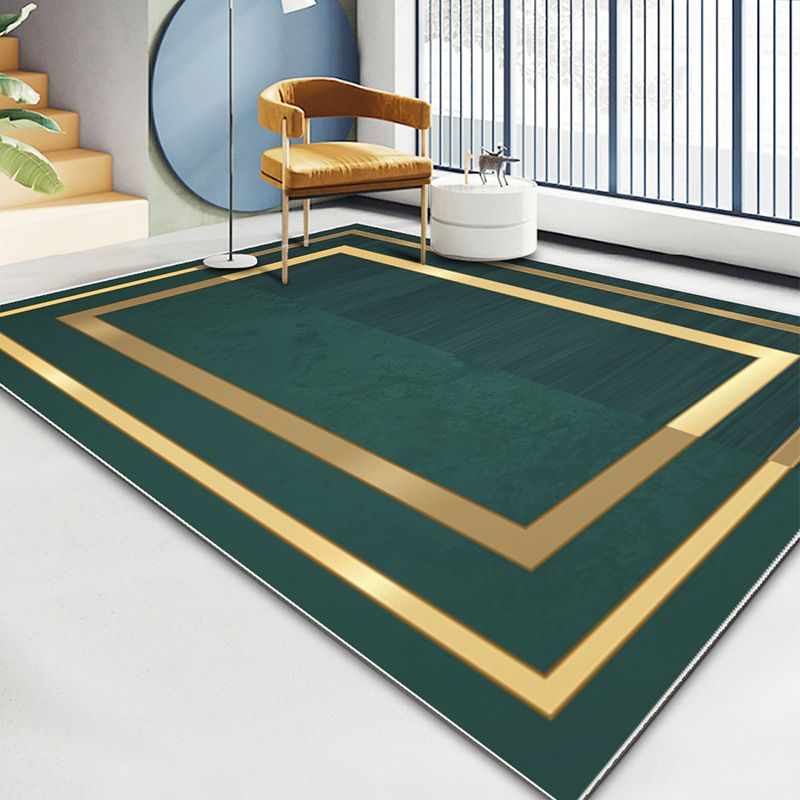 Gorgeous Area Carpet Trendy Atrovirens Rug Washable Polyster Carpet with Non-Slip Backing