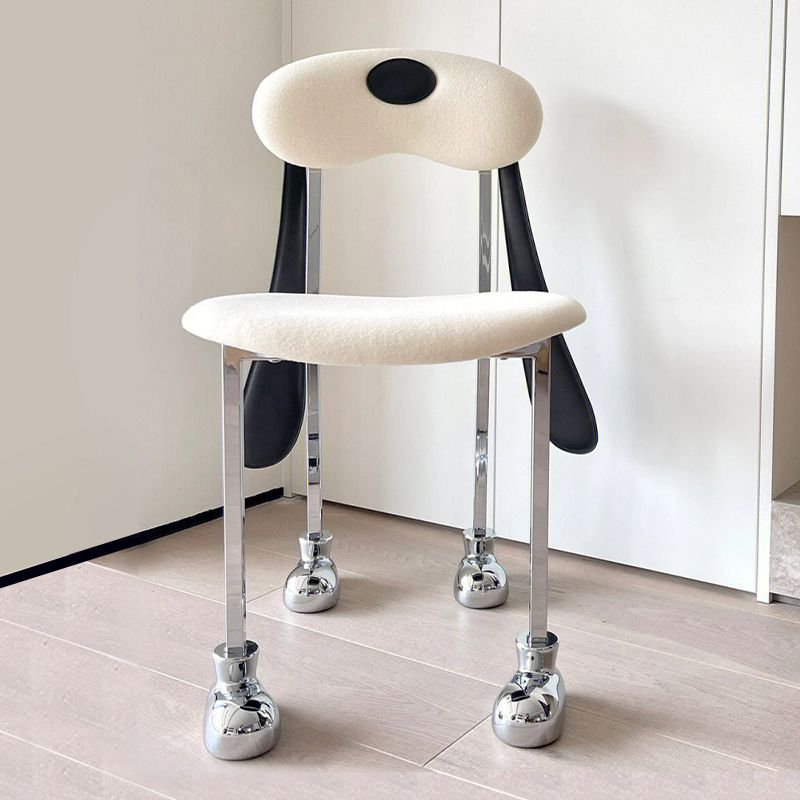Stainless Steel Frame Armless Dining Chair Upholstered Side Chair for Home