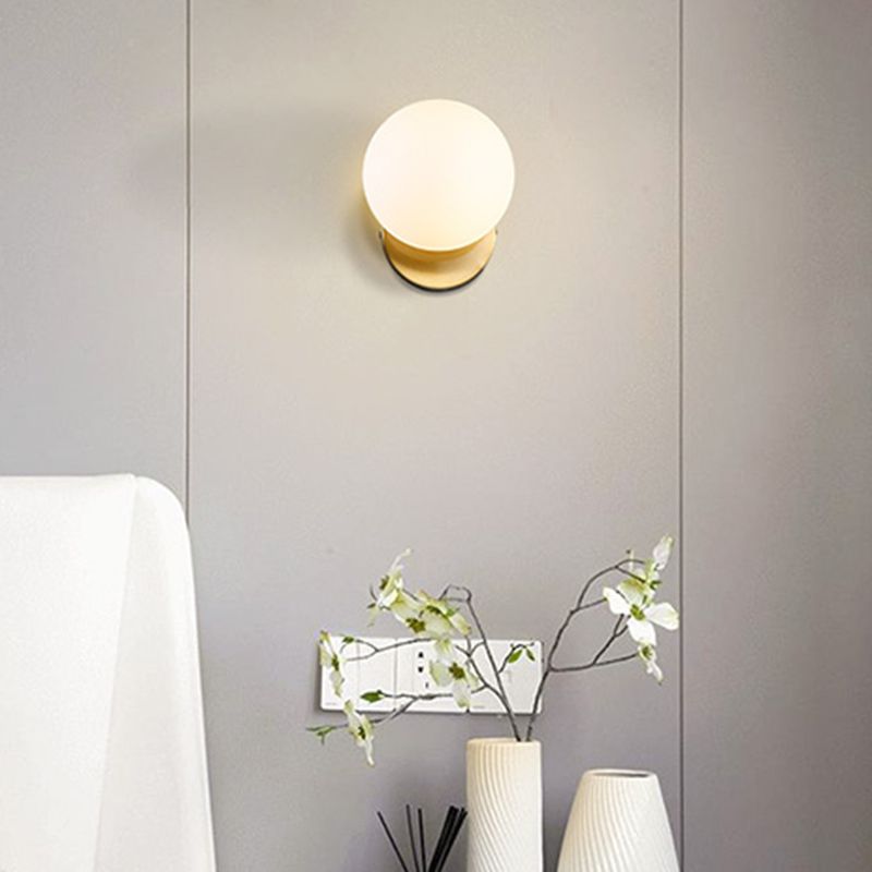 Ball Shade Glass Wall Sconce Modern Style Single Light Wall Mounted Light in Brass