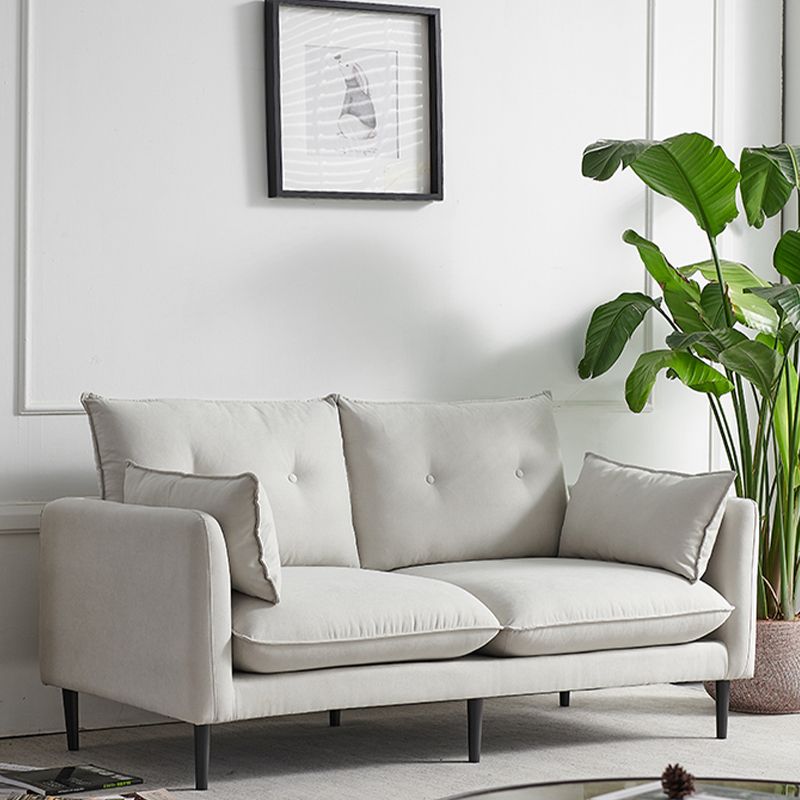 Linen Square Arm Modern Sofa with Loose Back for Living Room and Apartment