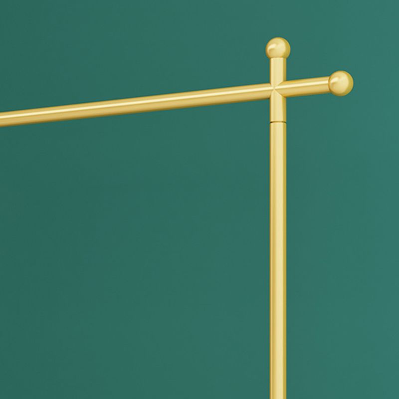 Glam Coat Rack Metal Framed Hanging Rail and Hooks Hall Stand with Castors