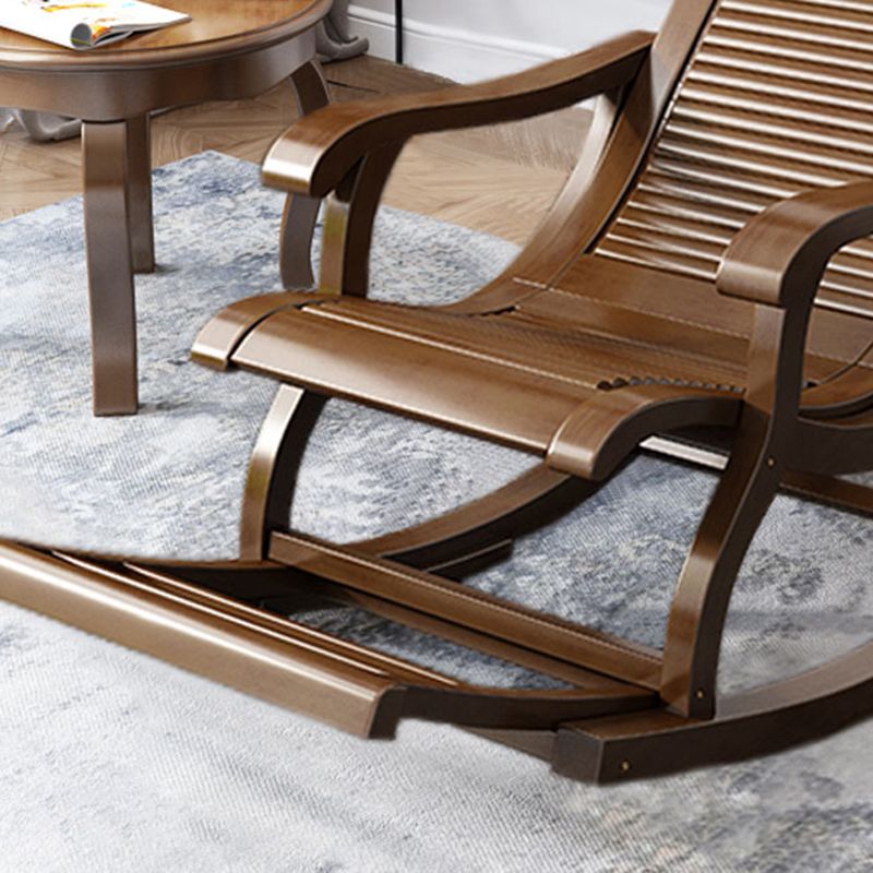 Traditional Rocking Chair Rubber Wood Frame Trapezoidal Back Indoor Rocking Chair