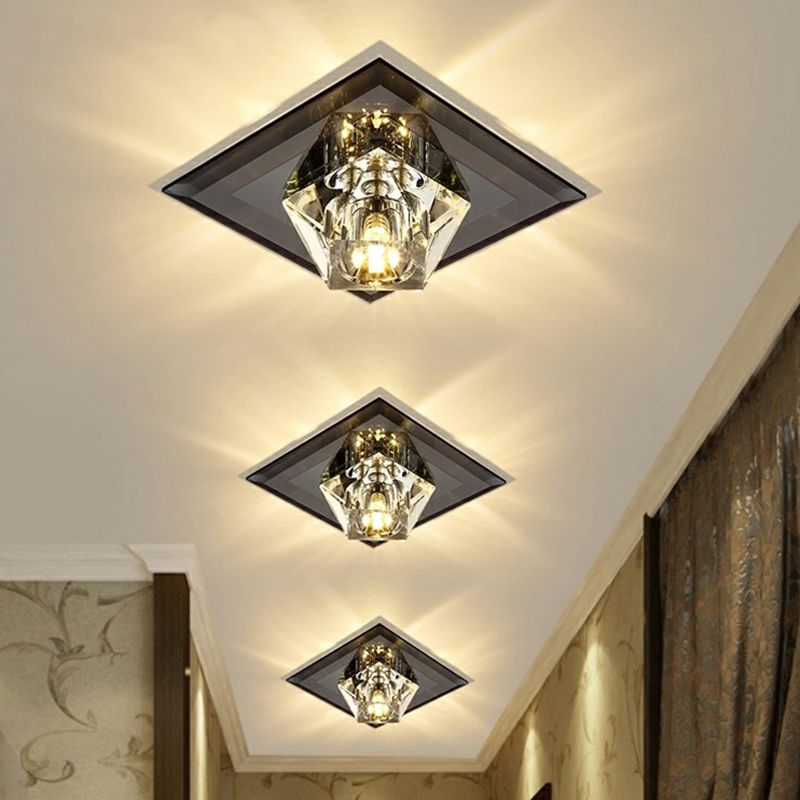 Plafonnier LED en forme de pierre précieuse artistique, luminaire de plafond en cristal pour couloir