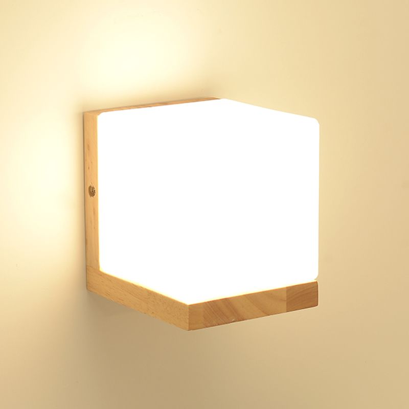 1-Light Wall Mount Light Modern Wooden Wall Sconce Lamp for Living Room(Plant not include)