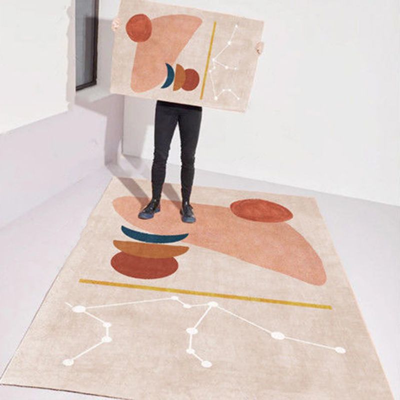 Multicolor Modern Area Carpet Polyester Abstract Print Indoor Rug Easy Care Carpet for Living Room