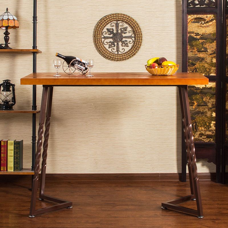 Industrial Style Solid Wood Pub Dining Set 1/2/5 Pcs Rectangular Pub Set for Home