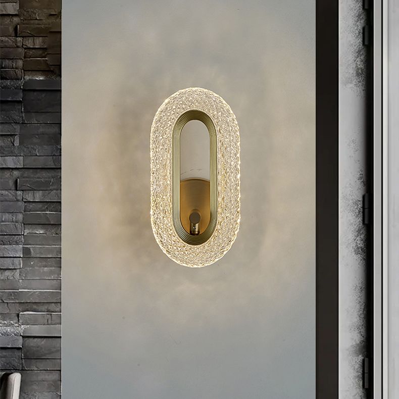 Contemporary Acrylic Wall Mount Lamp Bronze Oval Wall Sconce for Bedroom