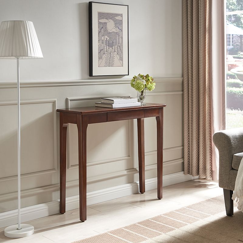 Rectangle 4 Legs Single Drawer Wood Console Table with Storage