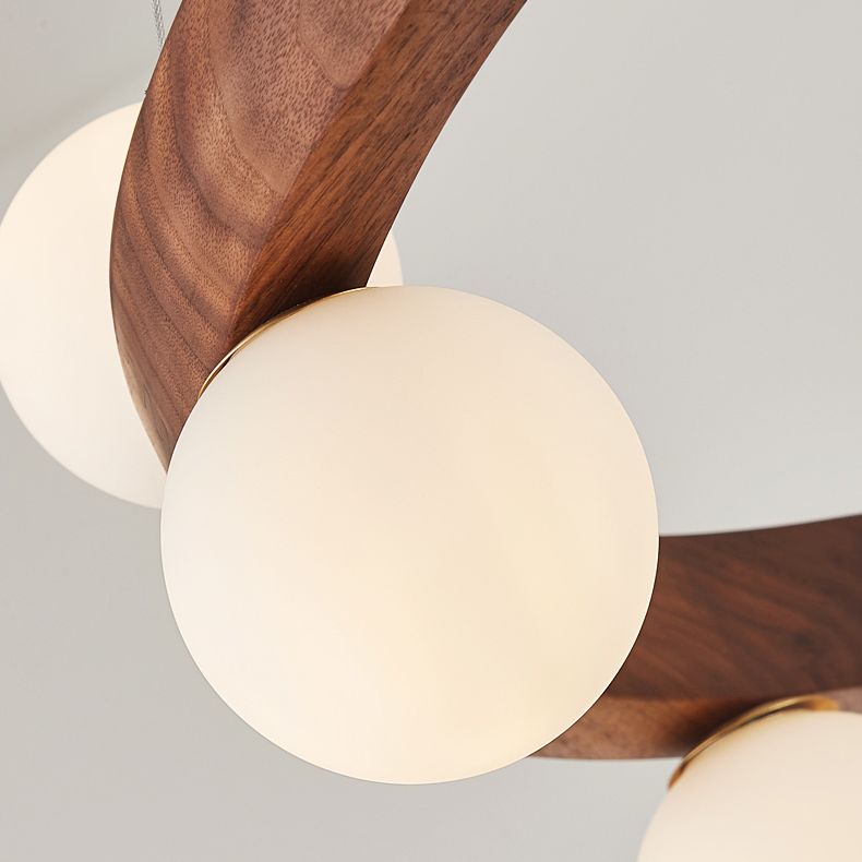 Nordic Minimalist Circular Chandelier Lamp Wood Hanging Pendant Lights for Restaurant