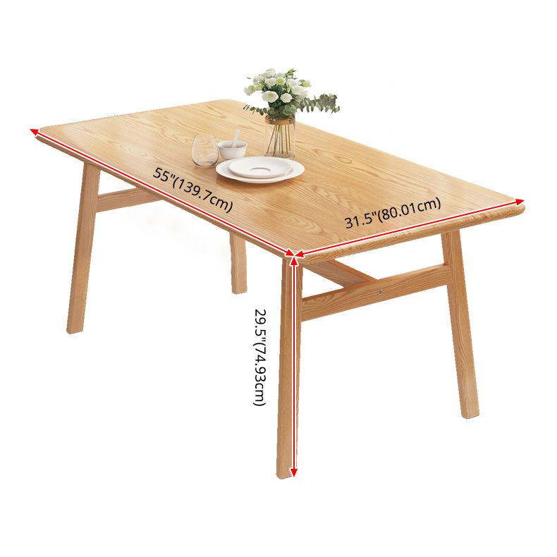 Contemporary Fixed Solid Wood Dining Room Table with 4 Solid Wood Legs Kitchen Dining Set