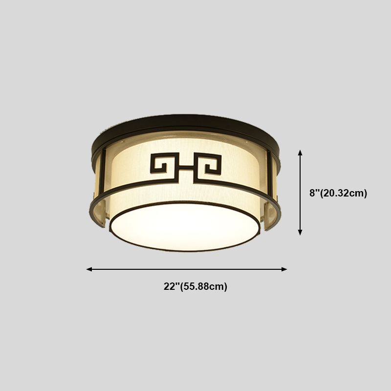 Traditional Creative Flush Mount Fabrics Geometric Ceiling Light in Black