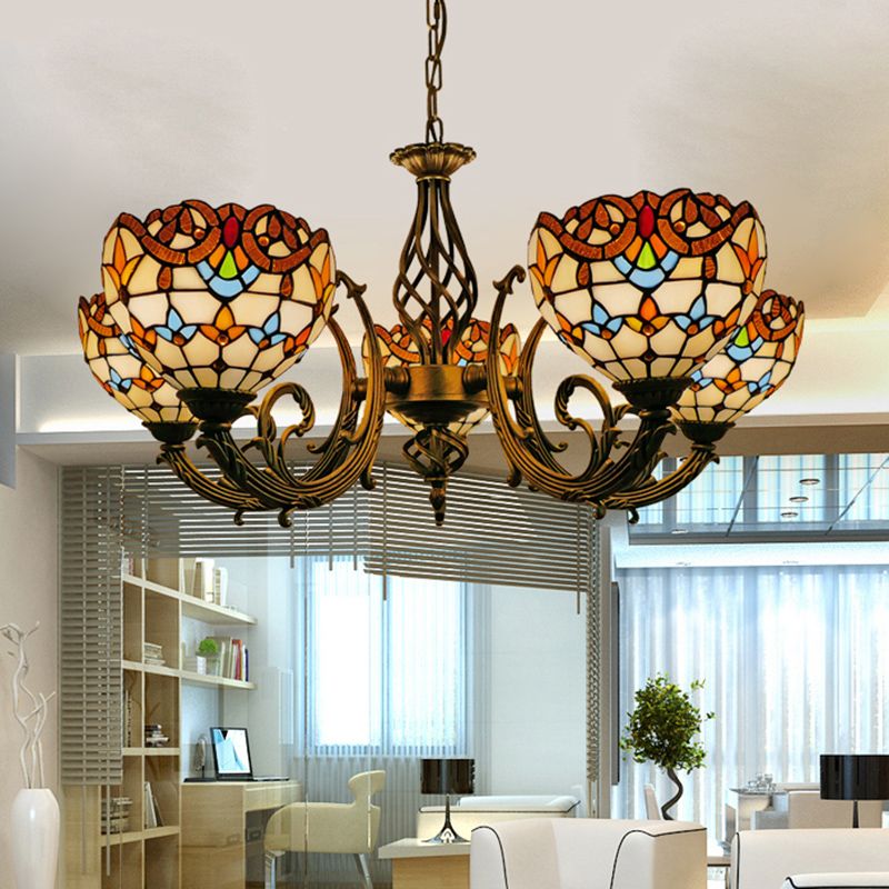 Tiffany Creative Sputnik Light Light Light Ironing Lampada con tonalità di vetro colorato