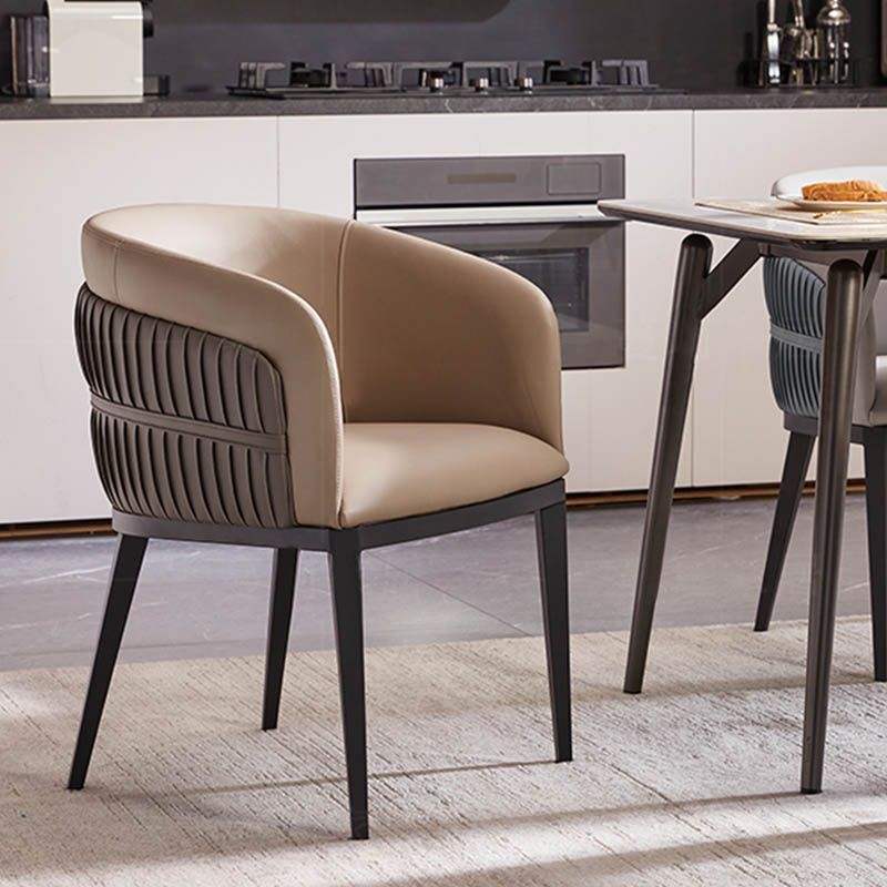 Contemporary Backrest Counter Stool with Leather Cushion and Metal Base