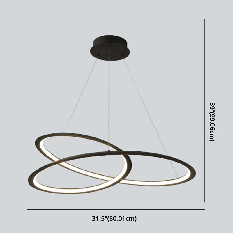 Seamless Curves Metal LED Chandelier Minimalism Suspension Light for Dining Room
