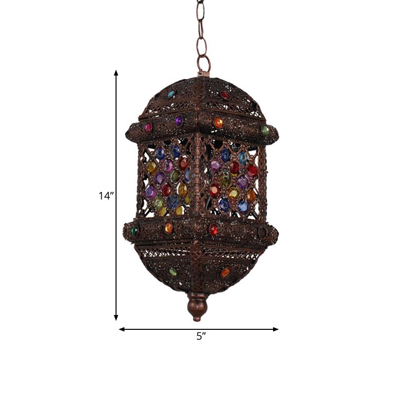 14 "/17" de alto 1 bulbo Luz de colgante Bohemio Bronce Metal Fixture para sala de estar