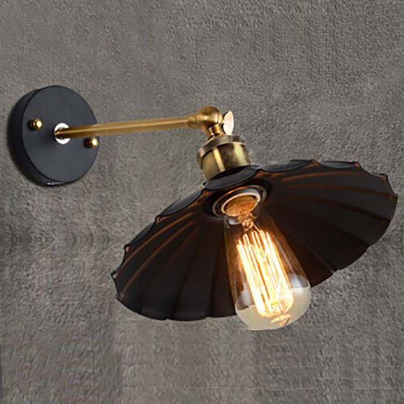 Metal Geometric Shape Wall Lights Industrial 1-Light Wall Light Sconce in Black