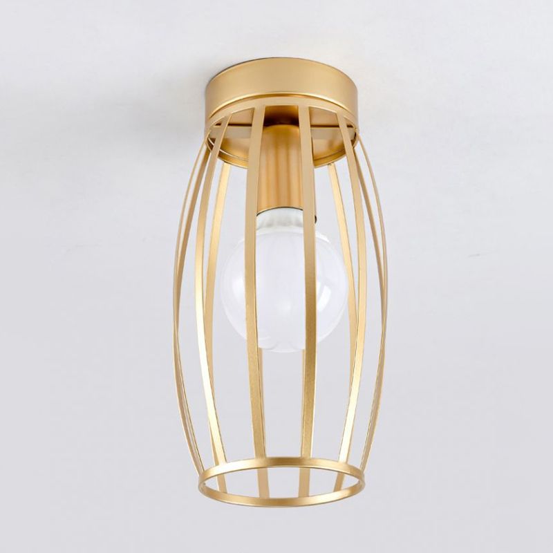 Plafonnier ovale en métal à 1 lumière, style nordique, noir/rose/jaune/bleu/vert/or, pour couloir