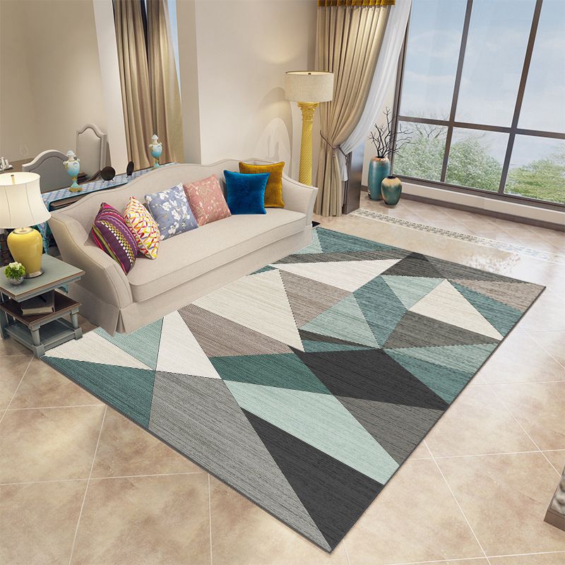Funky Geometric Indoor Rug Modern Patchwork Area Rug Polyester Non-Slip Carpet for Living Room